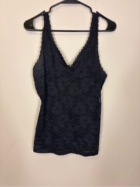 Cosabella x Evereve Black Sheer Lace V Neck Camisole Tank Top Large